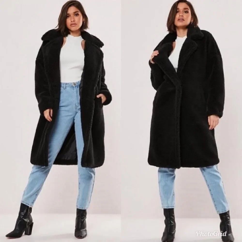 Missguided Teddy Bear Shearling Long Midi Coat